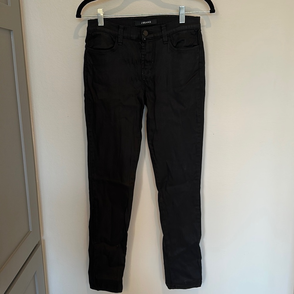 J Brand Super Skinny Lacq Blk Q